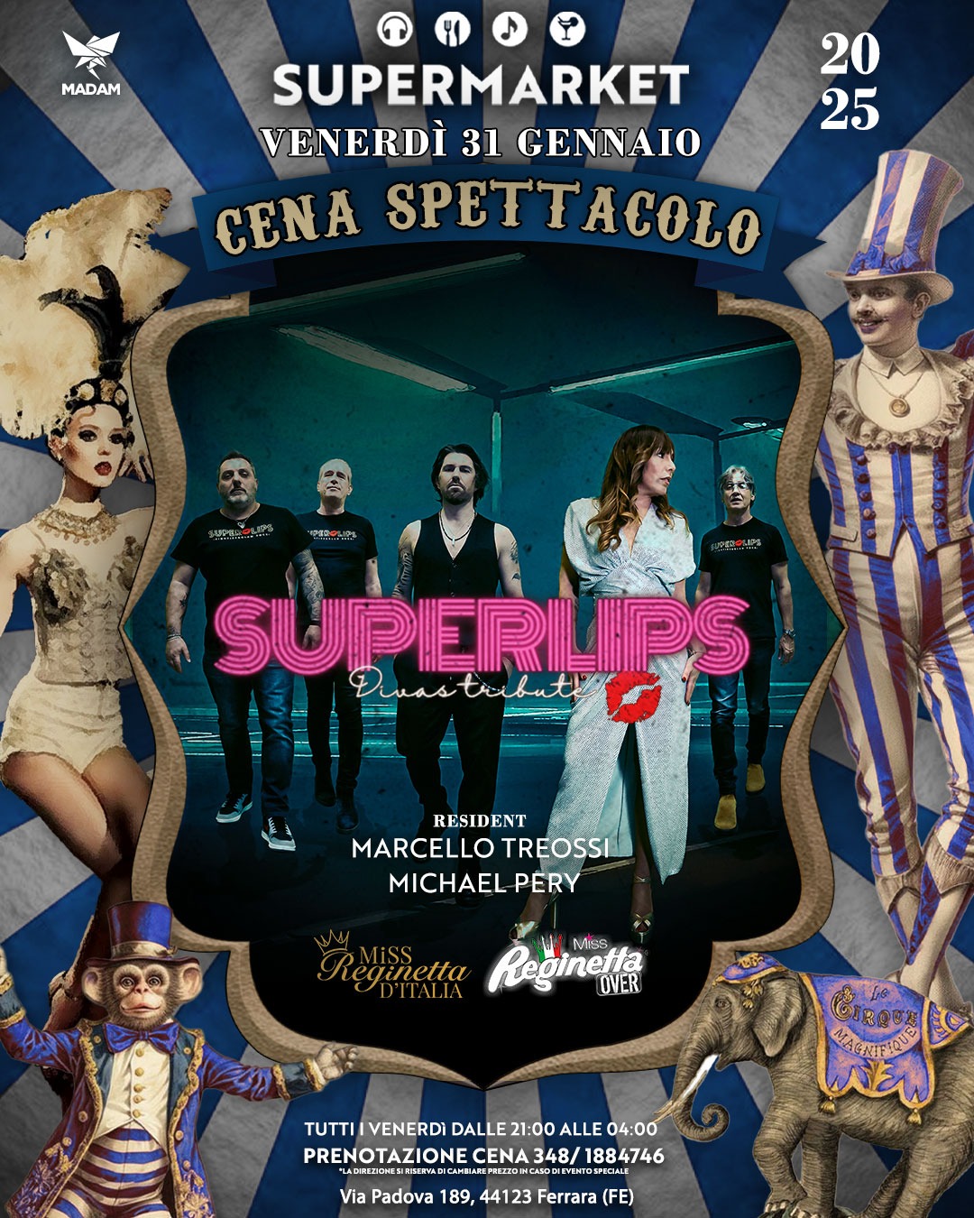 Locandina della serata dei SuperLips al SuperMarket Ferrara